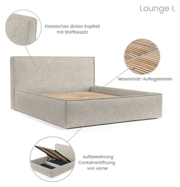 Polsterbett Lounge Beige - Grau - Liegefläche Breite: 180 cm