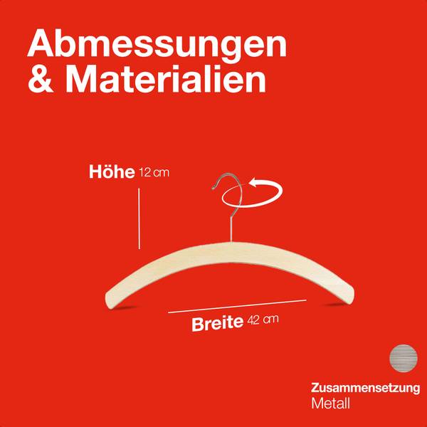 Holzbügel Standard Natur 10er-Set FSC Braun - PVC - 1 x 12 x 42 cm