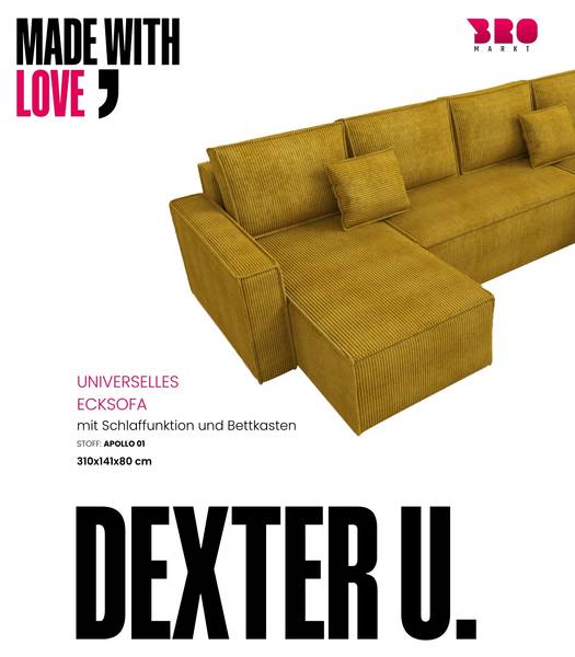 Wohnlandschaft Dexter U Gelb