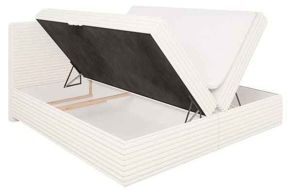 Boxspringbed met opbergruimte Maya beige - Breedte: 205 cm