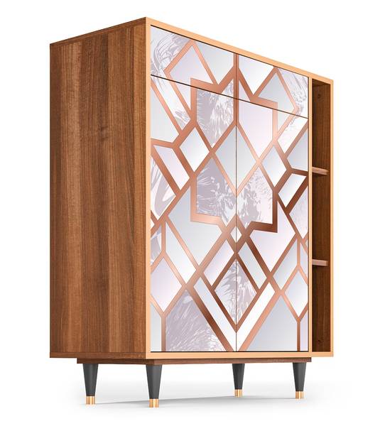 Sideboard BS6 Walnuss Pink - Holzwerkstoff - 110 x 94 x 41 cm