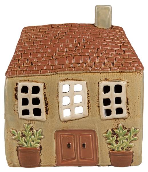 Teelichthalter Haus Maastricht Grün - Keramik - 10 x 19 x 17 cm