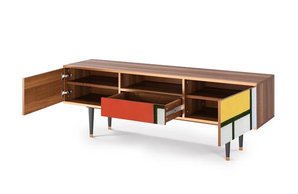 TV-Lowboard T6 Walnuss Rot - Holzwerkstoff - 170 x 59 x 41 cm