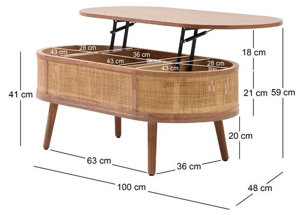 Couchtisch LOTTA Braun - Massivholz - 100 x 41 x 48 cm