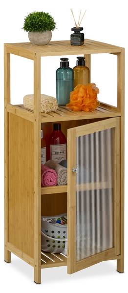 Bambus Badezimmerschrank Braun - Bambus - Holzwerkstoff - Kunststoff - 37 x 88 x 35 cm