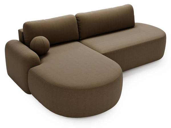 Ecksofa AURIO O Braun - Armlehne davorstehend links - Armlehne beidseitig montierbar - Ecke davorstehend links - Ottomane davorstehend links