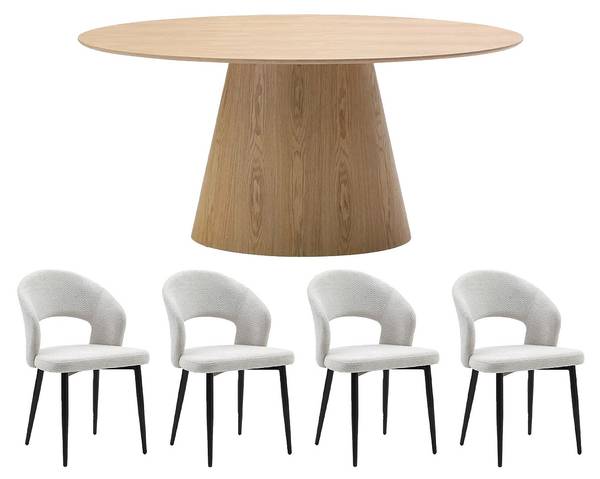 Essgruppe ANTELADA Beige - Holz teilmassiv - 90 x 77 x 160 cm