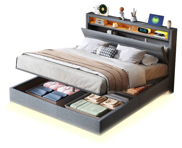 Gepolsterd bed Phoebe Ⅱ grijs