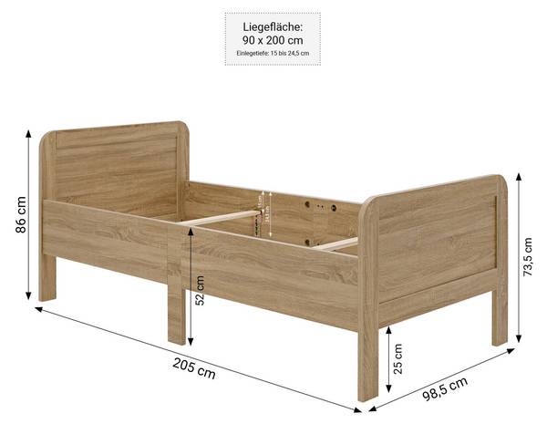 Lit senior 2409 Largeur : 98 cm - Avec tête de lit - Sans sommier - Marron