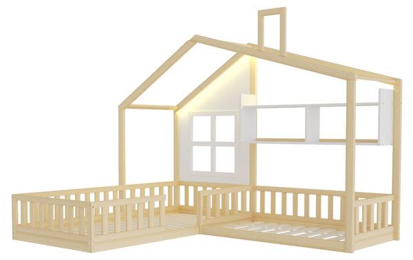 Kinderbett HomeyGLOW Ⅰ Braun - Holzwerkstoff - 205 x 174 x 242 cm