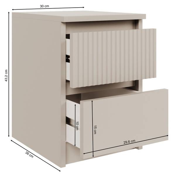 Nachtkastje SANDIA grijs - melamine - 30 x 44 x 36 cm