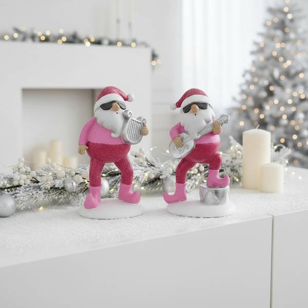 Weihnachtsmann Figuren Matthew 2er Set Pink - Kunststoff - 7 x 16 x 10 cm
