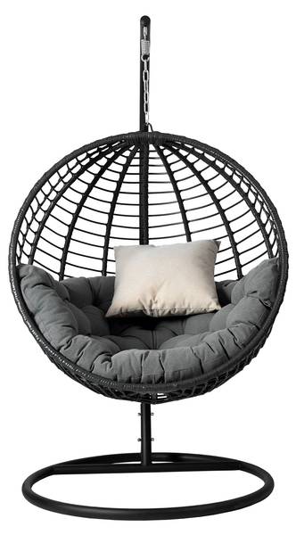 Hängesessel Amara Beige - Schwarz - Grau - Metall - 111 x 195 x 105 cm