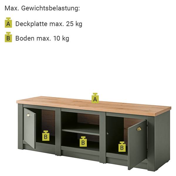 Wohnwand CINCINNATI-61-32 Braun - Grün - Holzwerkstoff - 328 x 207 x 45 cm