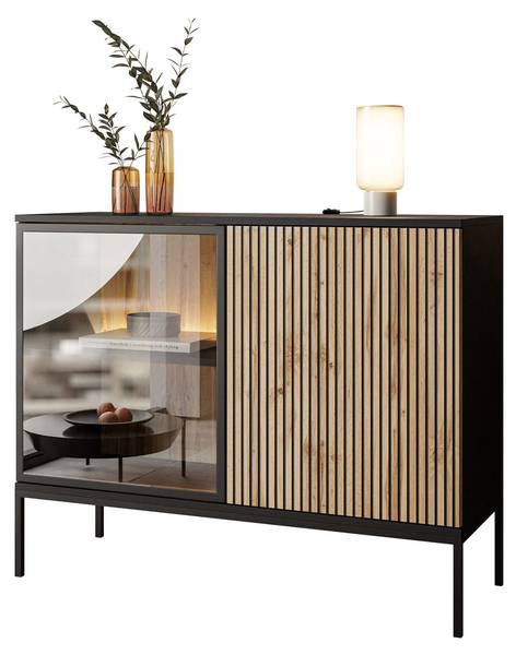 ECLIPSE K104 Kommode Schwarz - Braun - Holzwerkstoff - 104 x 83 x 39 cm