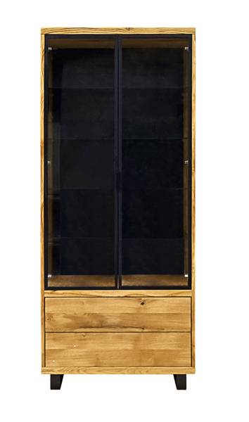 Eiche Vitrine mit Schubladen DELIO Braun - Eiche - 100 x 220 x 45 cm