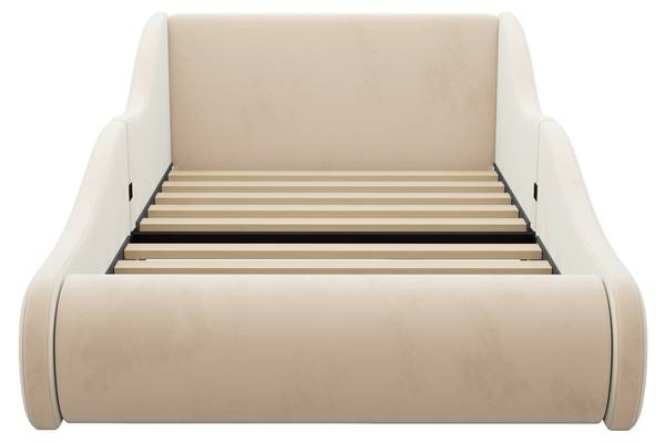 Polsterbett Muses Ⅰ Beige - Holzwerkstoff - Textil - 99 x 59 x 212 cm