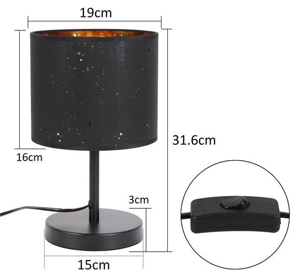 Tafellamp Hoffnung zwart - metaal - 19 x 32 x 19 cm