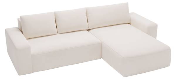 Ecksofa TAZONES Creme - Armlehne beidseitig montierbar - Ecke davorstehend rechts - Ottomane davorstehend rechts
