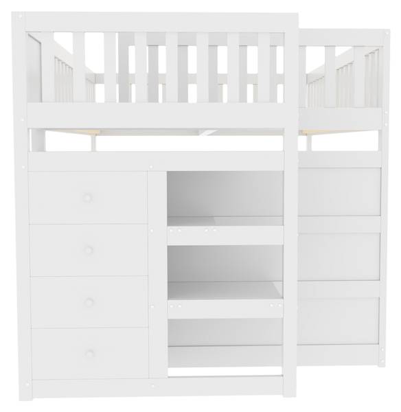 Niedriges Sicherheits-Etagenbett-O1010 Weiß - Massivholz - 145 x 136 x 247 cm