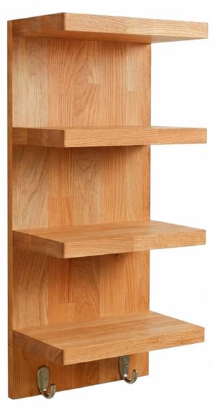 Wandregal Bad mit 4 Ablagen & 2 Haken Braun - Stahl - 28 x 60 x 16 cm