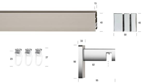 Gardinenstange Flat 1 lfg. Grau - Silber - Breite: 270 cm