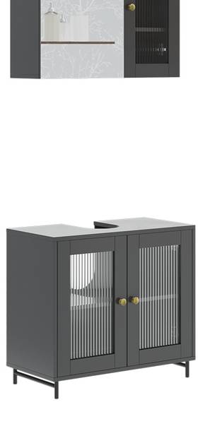 Badmöbel-Set Malte 54323 2er Set Grau - Schiefergrau