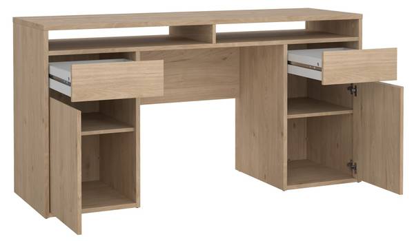 Schreibtisch FunctionPlus Braun - Holz teilmassiv - 149 x 78 x 48 cm