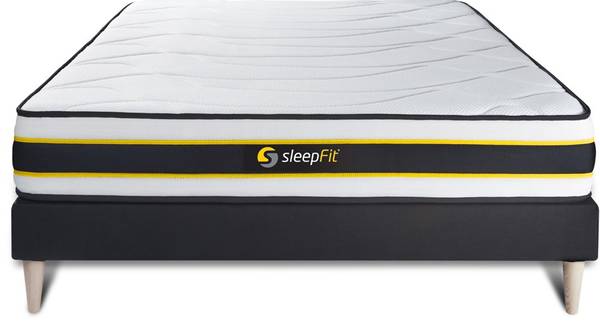 Bettgestell und Matratze Flexy -  180 x Schwarz - Massivholz - 180 x 51 x 220 cm