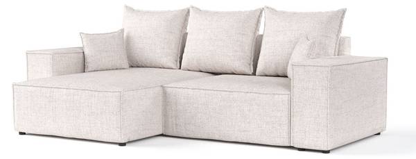 Ecksofa SENSO mit Schlaffunktion Hellbeige - Armlehne beidseitig montierbar - Ecke davorstehend links - Ottomane davorstehend links
