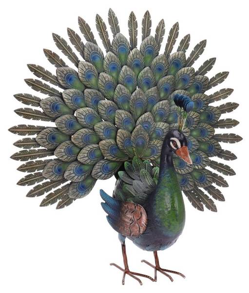 Gartenfigur Pfau Metall - 65 x 63 x 30 cm