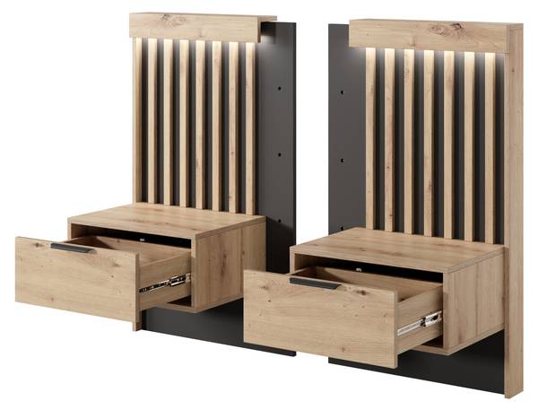 Lit avec deux tables de chevet Napoli Largeur : 264 cm