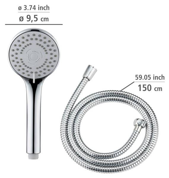 Handbrause und Schlauch BASIC Silber - Kunststoff - 10 x 10 x 150 cm