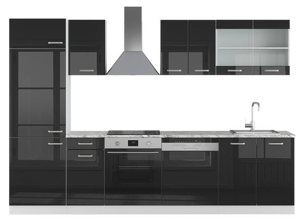 Küche  R-Line 40984 Hochglanz Schwarz - Weiß