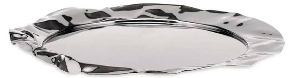Tablett Foix Silber - Metall - 44 x 3 x 44 cm