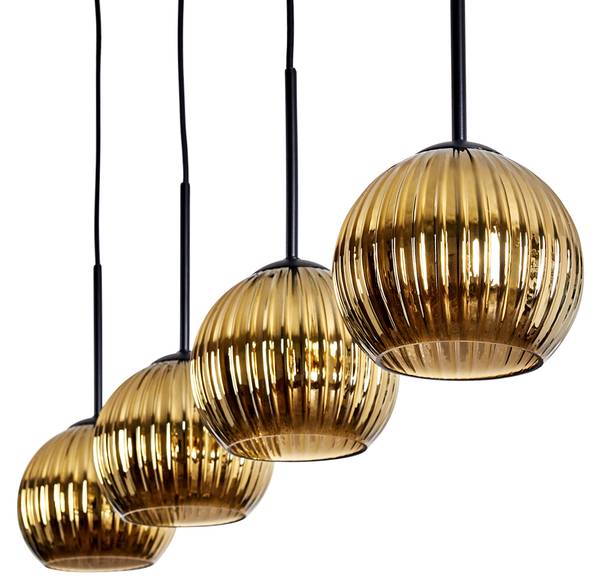 Pendelleuchte Cesaro Gold - Aluminium - Klarglas - 10 x 120 x 92 cm