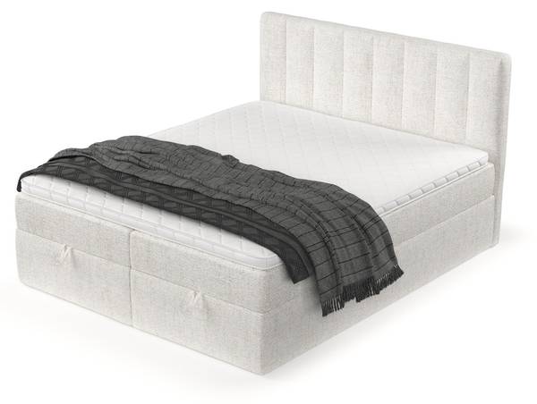 Boxspringbett LUSSO mit Stauraum Neve Creme - Liegefläche Breite: 200 cm