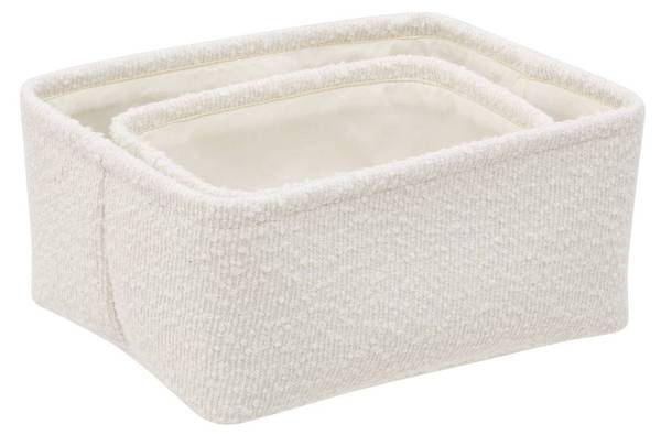 Körbe BOUCLETTE 2er-Set Weiß - Textil - 21 x 10 x 15 cm