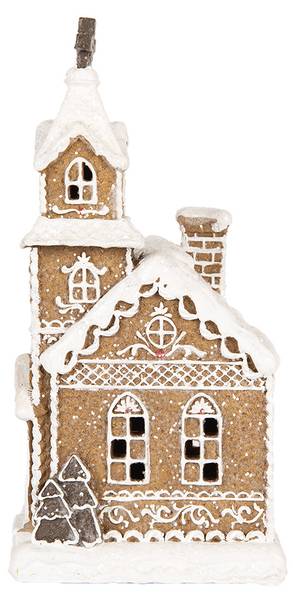 Lebkuchenhaus mit LED Aalen Braun - Kunststoff - 12 x 23 x 14 cm