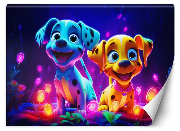 Fototapete Niedliche Neon Hunde 400 x 280 cm