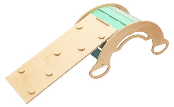 Montessori-Balancewippe mit Kletterbrett Grün - Holzwerkstoff - 43 x 41 x 91 cm