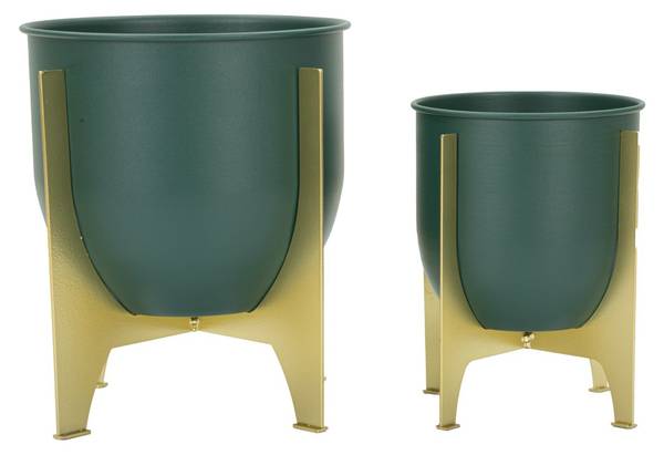 Set de 2 cache-pots en métal coloré Gren Vert - Métal - 25 x 26 x 25 cm