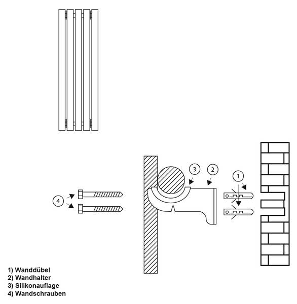 Heizkörper-Halterung AUSTIN 4er-Set Silber
