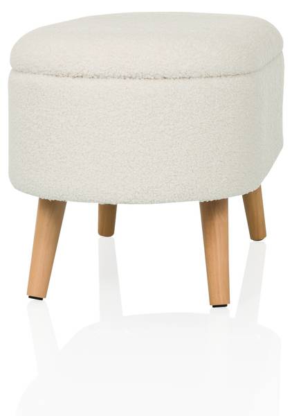 Sitzbank STORIANO Weiß - Strukturstoff - Polyester - Kernbuche - 47 x 43 x 82 cm