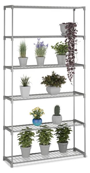 Plantenrek binnen 174 cm grijs - staal - 91 x 174 x 28 cm