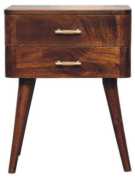 Table de nuit T-Bar Marron - Manguier - Laiton - 45 x 58 x 35 cm