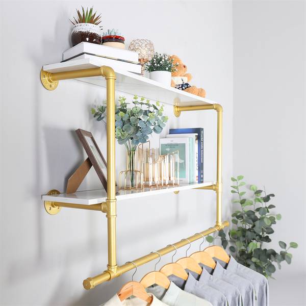 Wandgarderobe Kleiderstange mit 2 Ablage kaufen