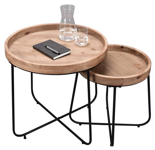 Couchtisch Dair 2er Set Schwarz - Braun - Holzwerkstoff - Metall - 66 x 58 x 52 cm