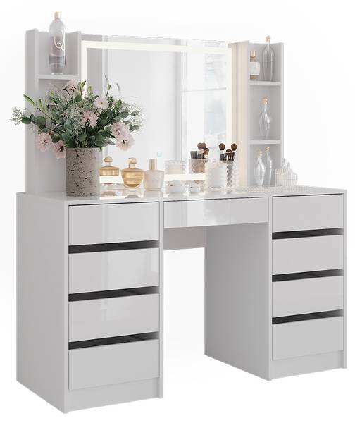 Schminktisch Sherry 57639 3er Set Weiß - Holzwerkstoff - 129 x 141 x 51 cm