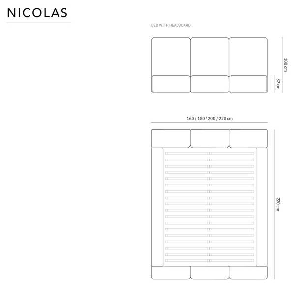 Bett NICOLAS Hochglanz Beige